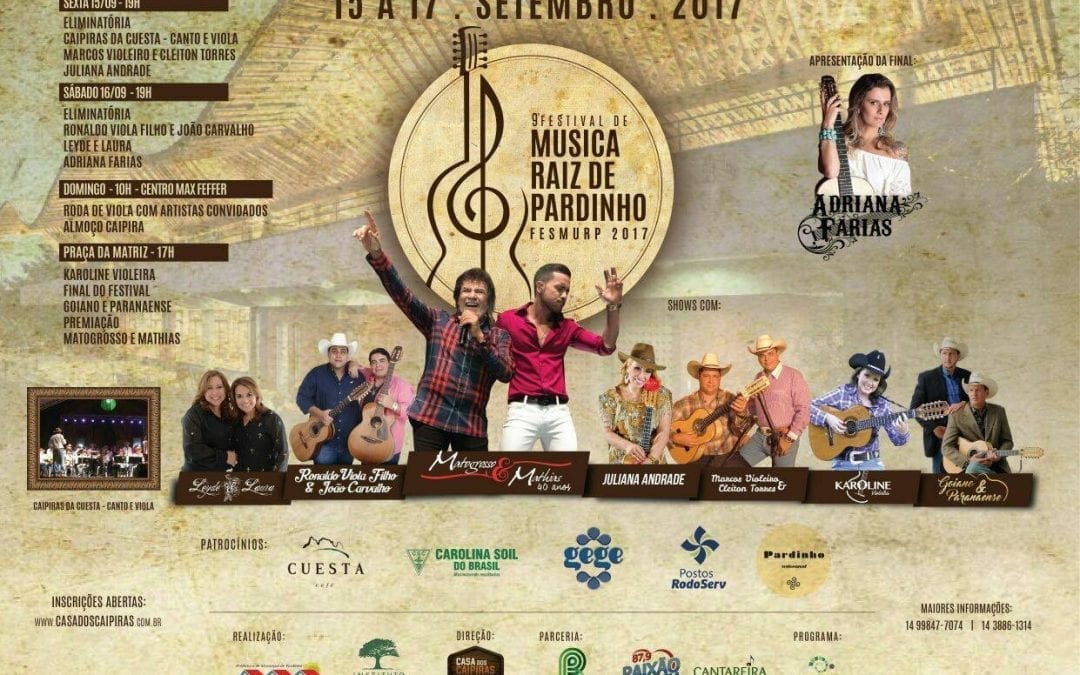 Nona edição do FESMURP – Festival de Música Raiz de Pardinho será realizada nos dias 15 a 17 de setembro