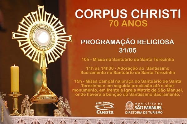 São Manuel: Programação religiosa Corpus Christi 70 anos
