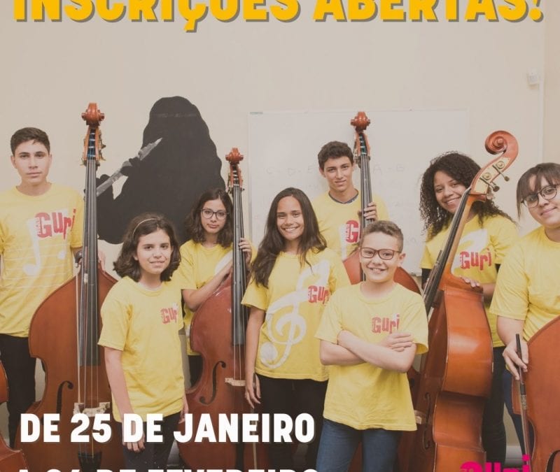 Projeto Guri está com matrículas abertas para os cursos de, Canto Coral, Iniciação Musical, Percussão (bateria), Violino, Viola, Violoncelo e Contra Baixo.